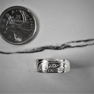 Bear 3/8 Hand-Carved Silver Ring by Travis Henry