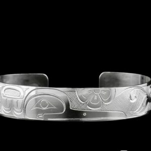 Hummingbird 1/2 inch wide Hand-Carved Silver Bracelet by Travis Henry